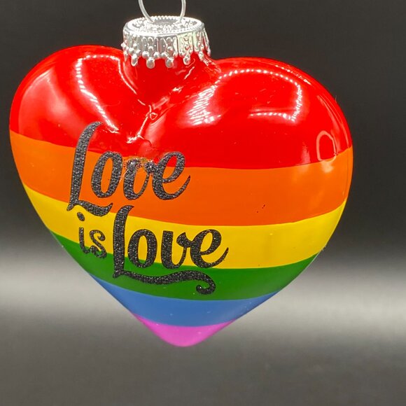 Love is Love Pride Heart Christmas Tree Ornament Holiday Seasonal Decor - Picture 7 of 13